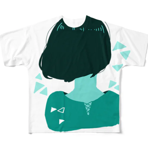 緑色後ろボブちゃん All-Over Print T-Shirt