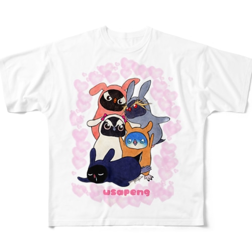 うさぺん。(ハートフレーム) All-Over Print T-Shirt