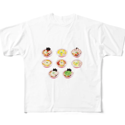 ラーメンいっぱい フルグラフィックTシャツ