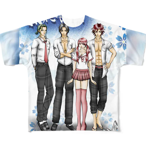 鏡花水月キャスト(制服バージョン) All-Over Print T-Shirt