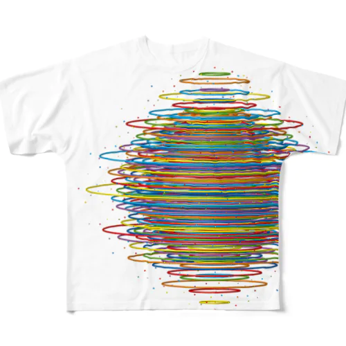 重なり合った無数のカラフルでビビッドなリング All-Over Print T-Shirt