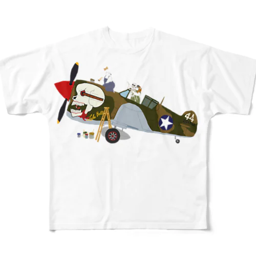 ノーズアートを描くすろくま。戦闘機P-40、SKULL All-Over Print T-Shirt