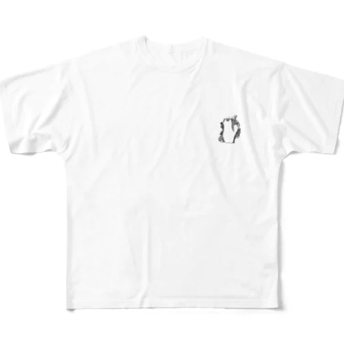 猫シルエット　落書き All-Over Print T-Shirt