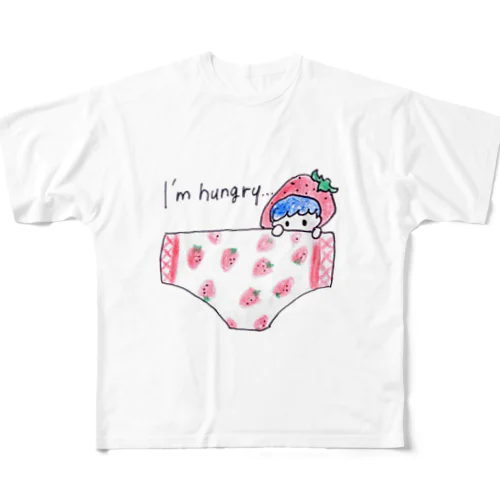 いちごが食べたい、おぱんつちゃん フルグラフィックTシャツ