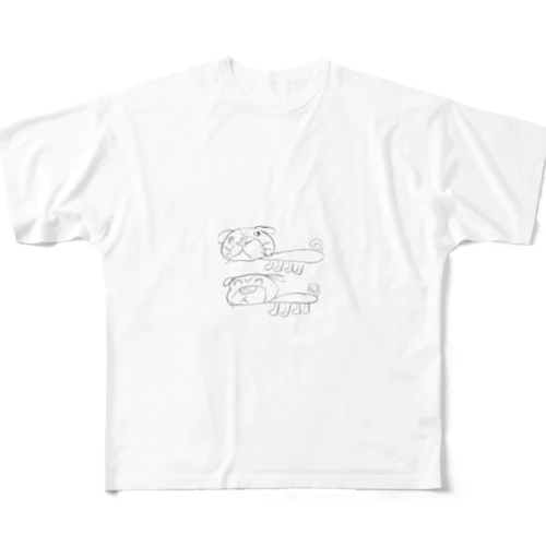 2匹のパグ All-Over Print T-Shirt