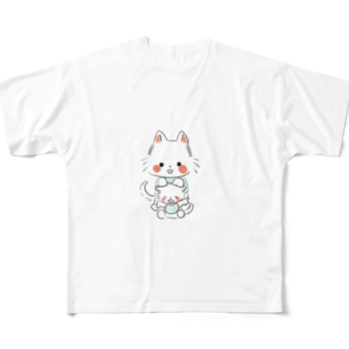 ふわふわニャンズ　コップ All-Over Print T-Shirt