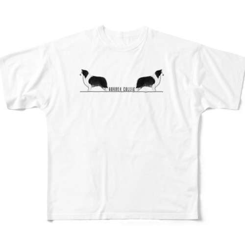 ボーダーコリー　モノクロver All-Over Print T-Shirt