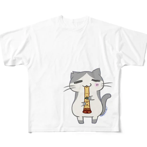 ひのもとにゃんこ®️ 尺八 / 雷蔵 All-Over Print T-Shirt
