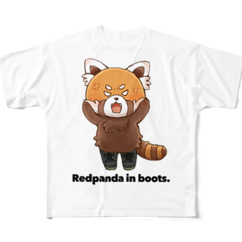 長靴を履いたレッサーパンダ フルグラフィックTシャツ