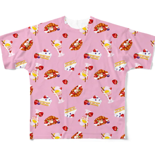 いちごのスイーツ Tシャツ All-Over Print T-Shirt