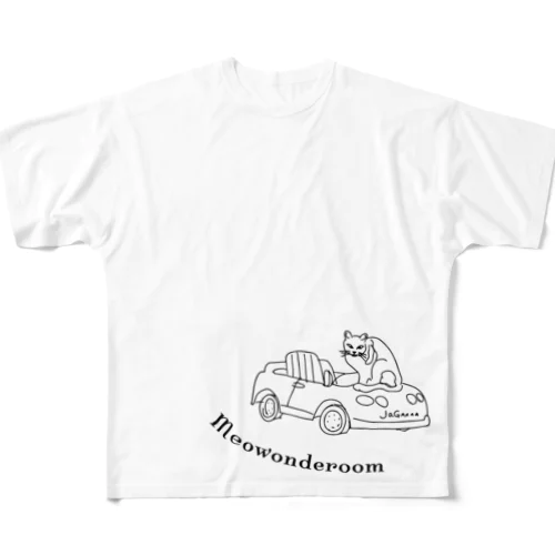 ニャンダールーム猫 フルグラフィックTシャツ