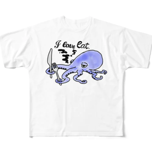 食いしん坊のタコくん All-Over Print T-Shirt