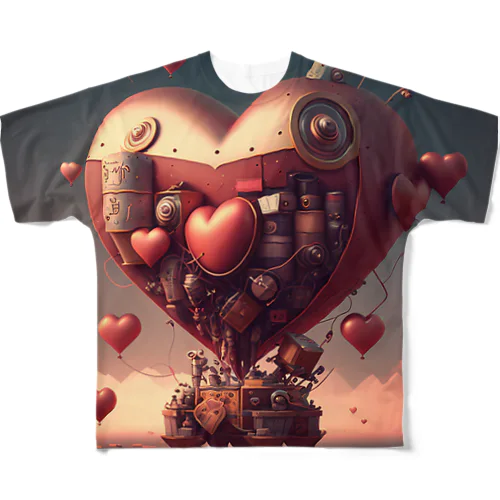 ハートの飛行船「ハートフロート (Heartfloat)」 All-Over Print T-Shirt