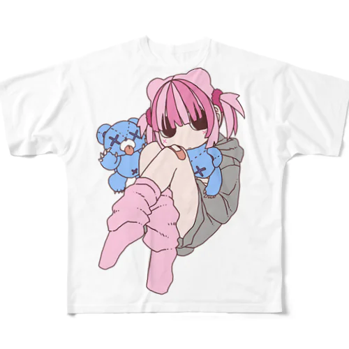 ピンクくまさん フルグラフィックTシャツ