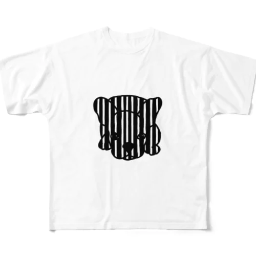 ストライプ犬 All-Over Print T-Shirt