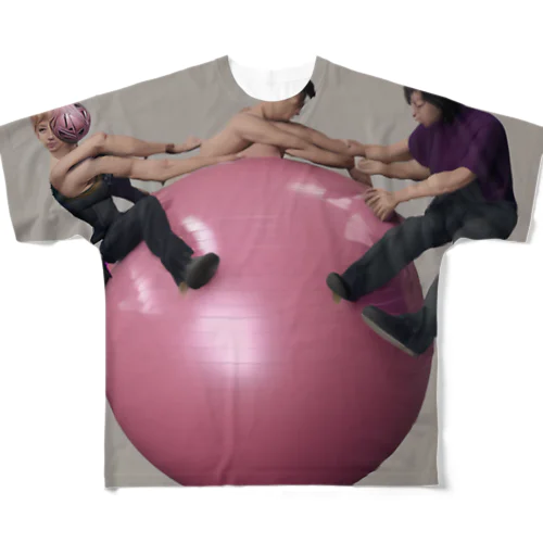 胴上げ危ないからバランスボール敷く by AI フルグラフィックTシャツ