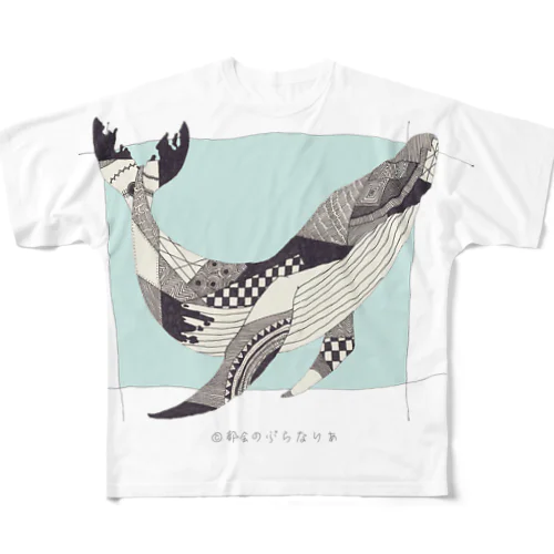 くじらフルグラフィックTシャツ-blue All-Over Print T-Shirt