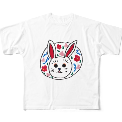 [森図鑑] 三春張子風うさぎ All-Over Print T-Shirt
