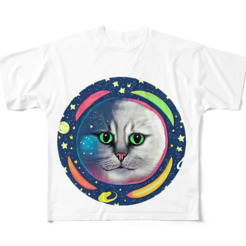 宇宙猫 フルグラフィックTシャツ