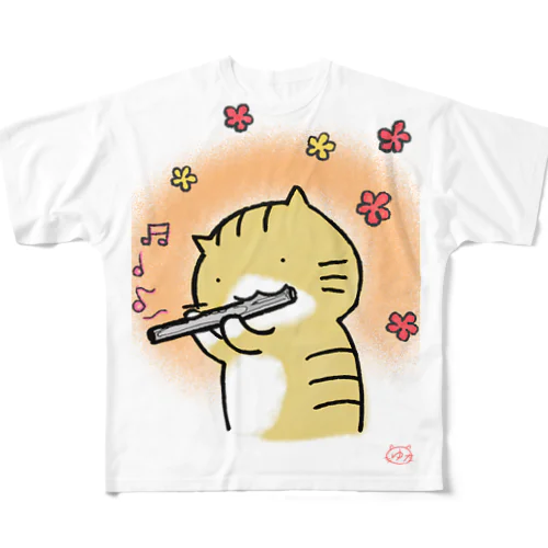 ゆたねこのフルート All-Over Print T-Shirt