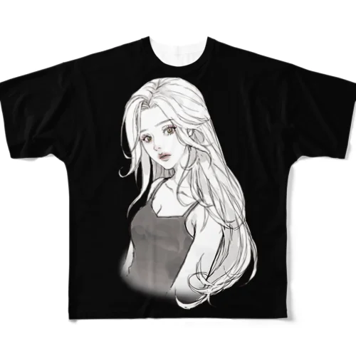 幸薄子Ｔシャツ (black_rough) All-Over Print T-Shirt
