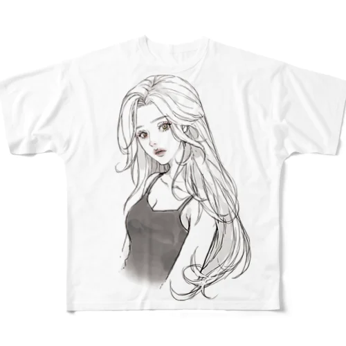 幸薄子Ｔシャツ (white_rough) フルグラフィックTシャツ