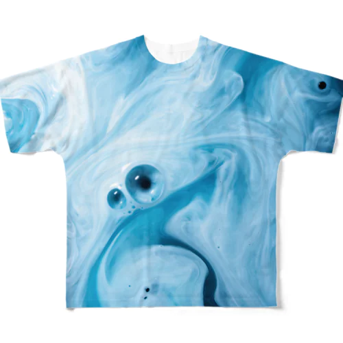 水色 All-Over Print T-Shirt