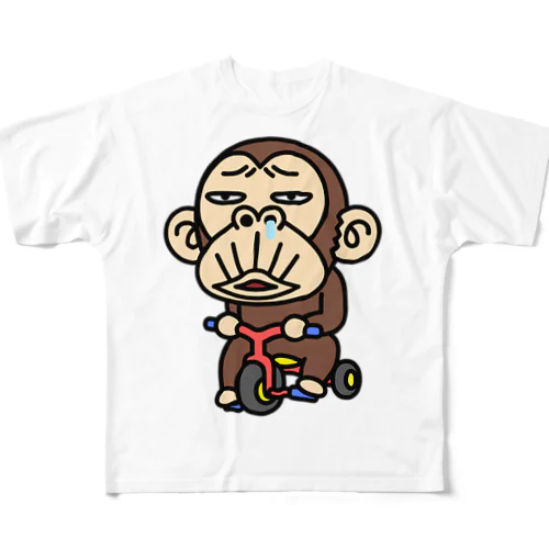 イラッとお猿さん　三輪車2 All-Over Print T-Shirt