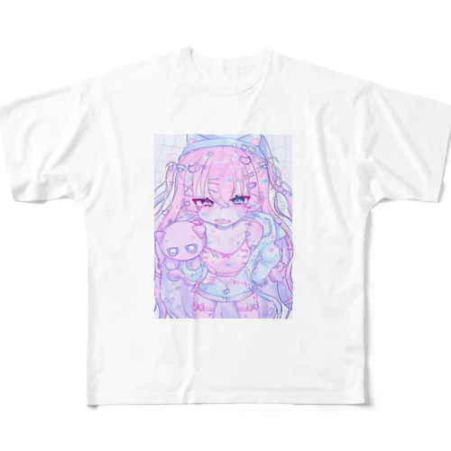 ゆめかわネコパジャマくん フルグラフィックTシャツ