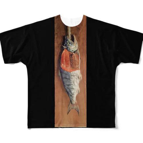 鮭 フルグラフィックTシャツ