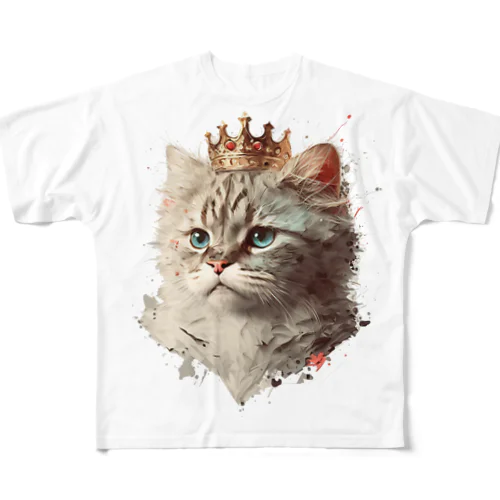 王冠にゃんこ フルグラフィックTシャツ