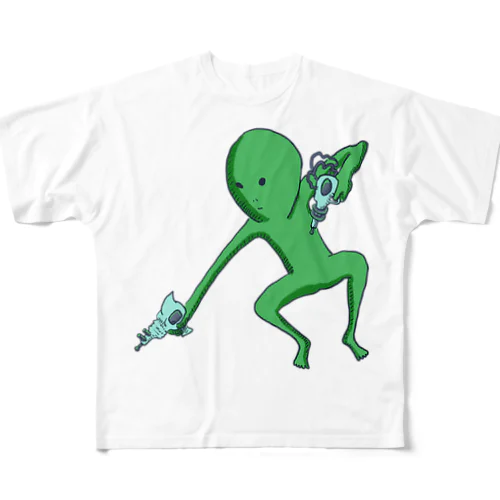 宇宙人くん：光線ピューピュー All-Over Print T-Shirt