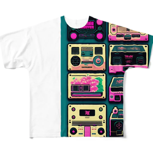 女子の為のエモくてレトロな仮想オーディオ機器【lofiアート】 All-Over Print T-Shirt
