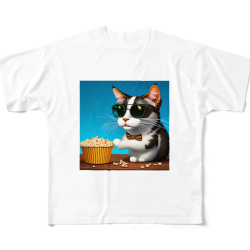 Popcorn Cat フルグラフィックTシャツ