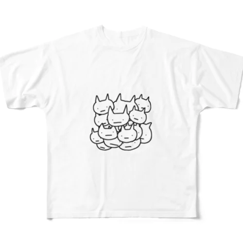 猫群 フルグラフィックTシャツ