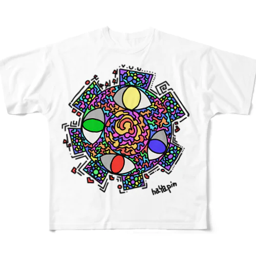 ハグルマ All-Over Print T-Shirt