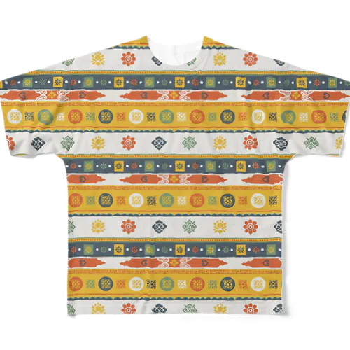 チベットのお寺（ 黄色） フルグラフィックTシャツ
