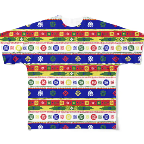 チベットのお寺（タルチョー5色） All-Over Print T-Shirt