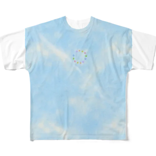 Blue sky & circle colorful padfoot All-Over Print T-Shirt