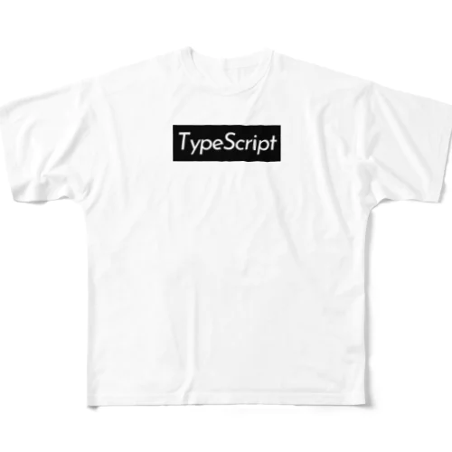 TypeScript ボックスロゴ (黒) 풀그래픽 티셔츠