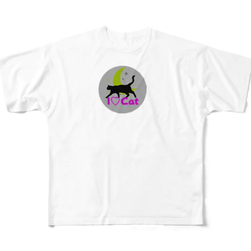 月光猫 フルグラフィックTシャツ
