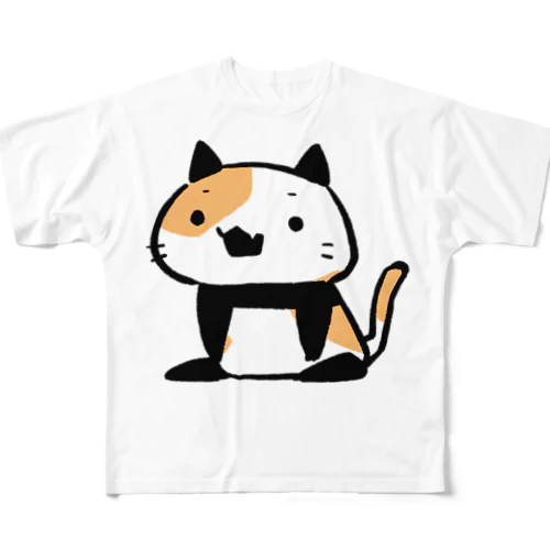 パンダ風味の三毛猫 All-Over Print T-Shirt