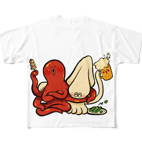 酔いどれいかちゃんとへべれけたこちゃん夢の中 All-Over Print T-Shirt