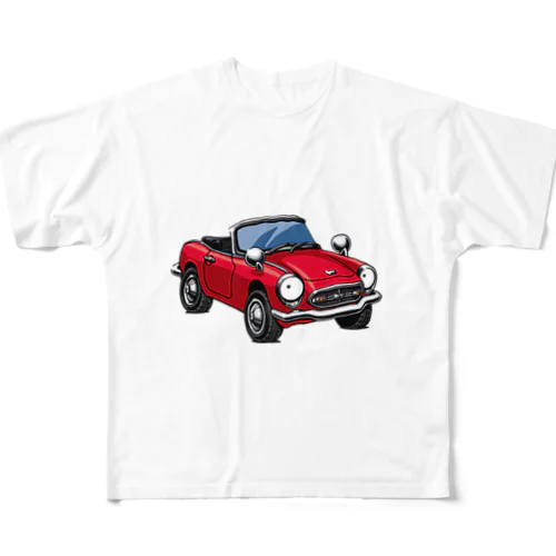 コミカルで昭和レトロなスポーツカー　ホンダS600 エスロク All-Over Print T-Shirt