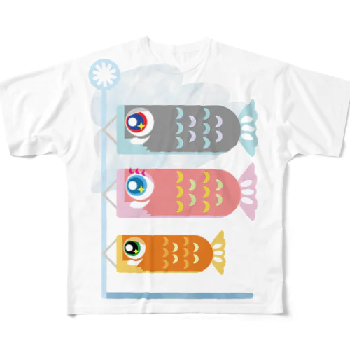 キラキラおめめのこいのぼりファミリー All-Over Print T-Shirt