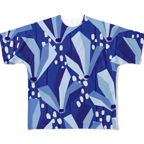 モクレンをイメージした花柄（青） All-Over Print T-Shirt