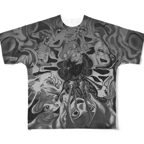 肉の湧く泉モノクロ All-Over Print T-Shirt