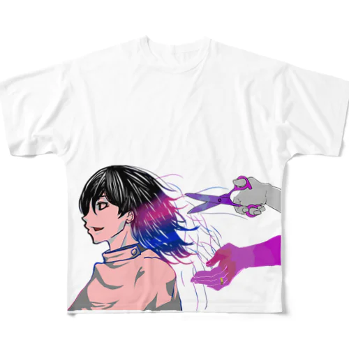 失恋断髪式 All-Over Print T-Shirt