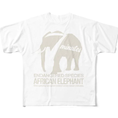 『アフリカゾウ』絶滅危惧種（レッドリスト） フルグラフィックTシャツ