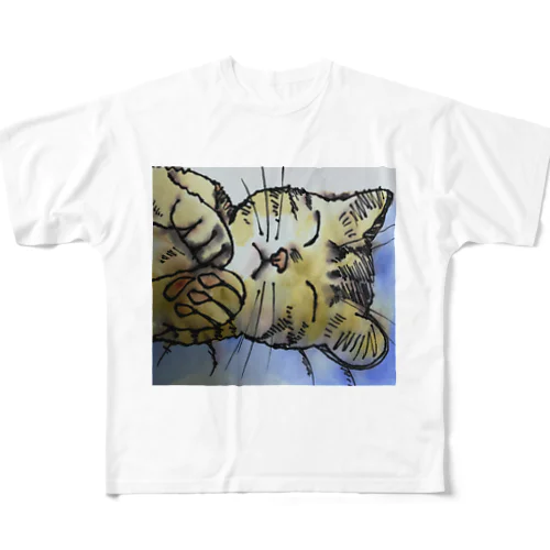 眠い猫 All-Over Print T-Shirt